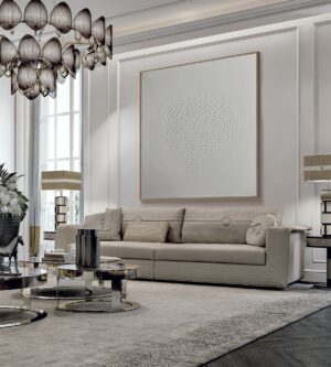 Appiani canapé design haut de gamme par Vittoria Frigerio au style contemporain et raffiné, avec matelassage dégradé et structure modulaire. Disponible chez D-Style Interior.