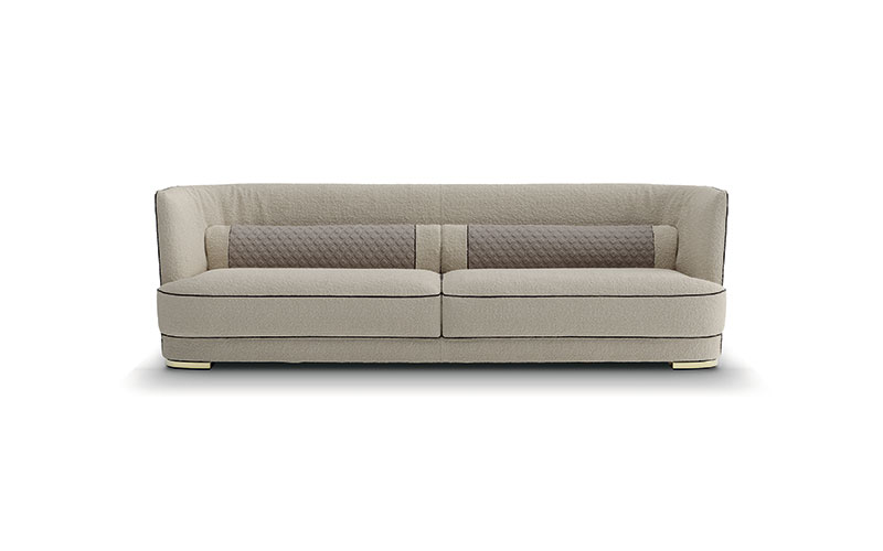 Greppi canapé design haut de gamme par Vittoria Frigerio, un canapé modulaire élégant et raffiné aux détails matelassés distinctifs. Disponible chez D-Style Interior.