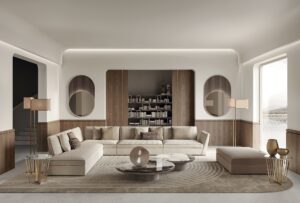 Visconti canapé design haut de gamme par Vittoria Frigerio au style élégant et modulable. Disponible chez D-Style Interior.