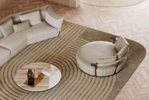 Mora canapé design haut de gamme par Vittoria Frigerio, structure en bois massif, coussins brodés et confort exceptionnel. Disponible chez D-Style Interior.