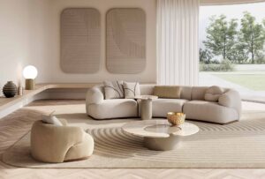 Monaco fauteuil de Vittoria Frigerio, un design italien contemporain aux lignes courbes et confort enveloppant. Disponible chez D-Style Interior.