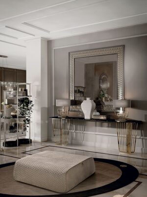 Cini pouf design haut de gamme par Vittoria Frigerio, avec matelassage raffiné et zip doré. Disponible chez D-Style Interior.