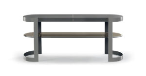 Biffi console de Vittoria Frigerio associe métal sculptural, marbre raffiné et tablette en verre bronzé. Une pièce luxueuse disponible chez D-Style Interior.