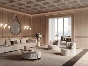 Bianca fauteuil de Vittoria Frigerio, capitonné et au design italien luxueux. Base fixe ou pivotante disponible. Disponible chez D-Style Interior.