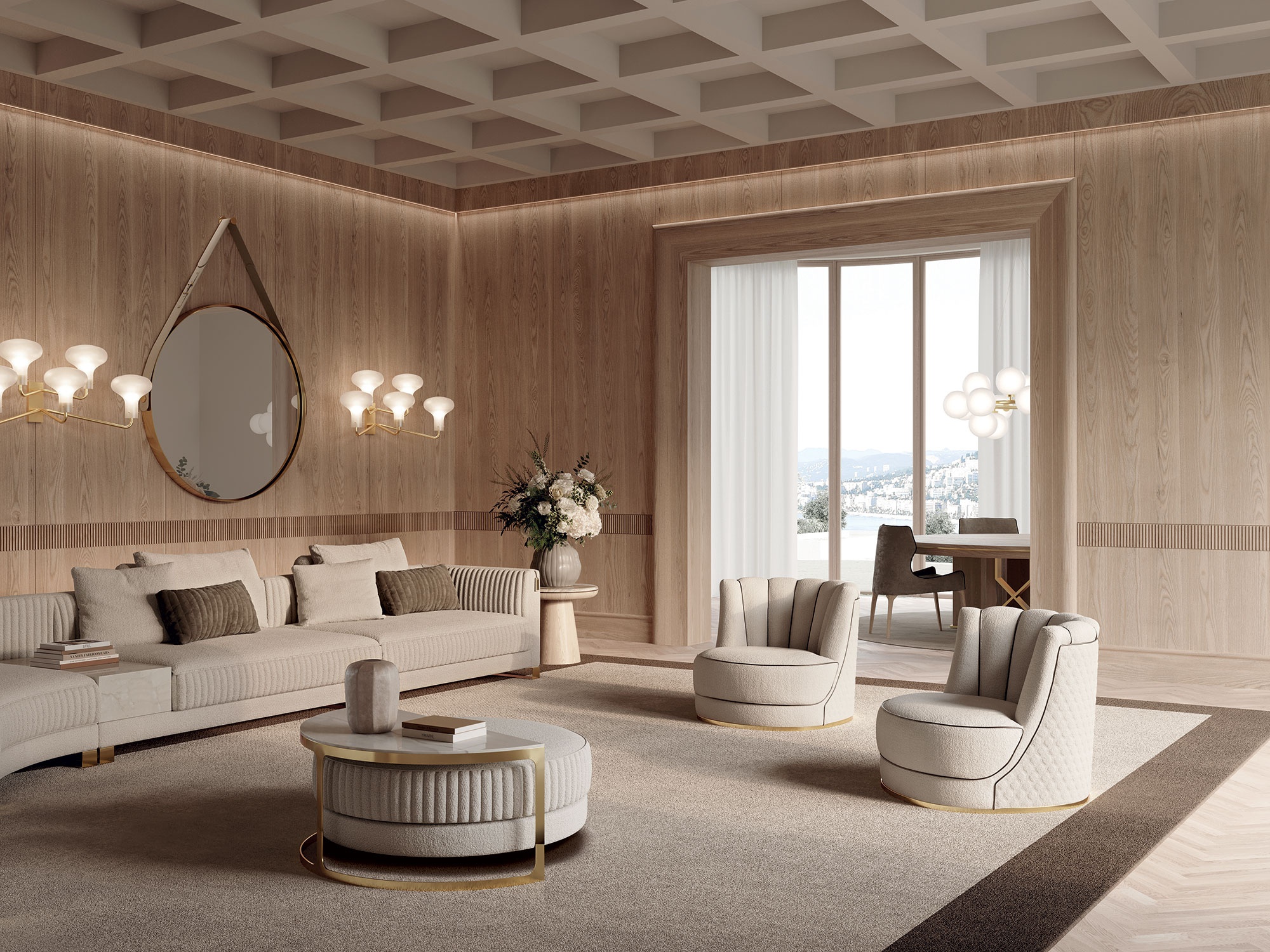 Bianca fauteuil de Vittoria Frigerio, capitonné et au design italien luxueux. Base fixe ou pivotante disponible. Disponible chez D-Style Interior.