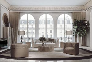 Diana fauteuil de Vittoria Frigerio, au design classique et élégant avec broderie et zip décoratif. Disponible chez D-Style Interior.