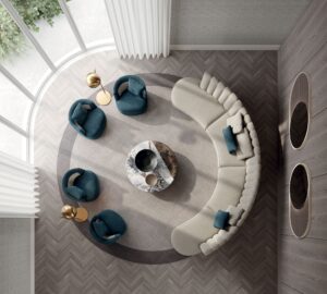 Litta fauteuil design haut de gamme par Vittoria Frigerio, compact, raffiné et orné d’un matelassage artisanal. Disponible chez D-Style Interior.