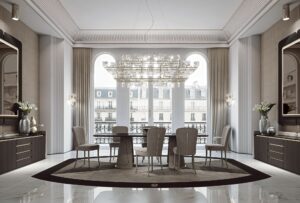 Ambra chaise design haut de gamme par Vittoria Frigerio avec matelassage tressé et pieds en hêtre massif. Disponible chez D-Style Interior.