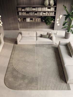 Cusani tapis de Vittoria Frigerio associe lignes précises et courbes élégantes dans un tapis haut de gamme en Tencel. Disponible chez D-Style Interior.