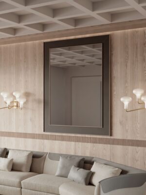 Alvi miroir design haut de gamme par Vittoria Frigerio, en verre bronze avec cadre raffiné en version laquée ou cuir. Disponible chez D-Style Interior.