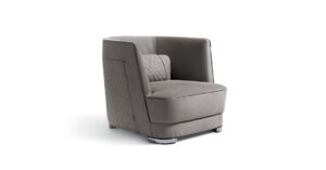 Greppi fauteuil design haut de gamme par Vittoria Frigerio avec dossier haut enveloppant et finitions luxueuses. Disponible chez D-Style Interior.