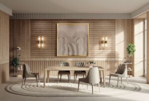 Poggi Capitonné chaise design haut de gamme par Vittoria Frigerio avec dossier capitonné et pieds en bois massif. Disponible chez D-Style Interior.