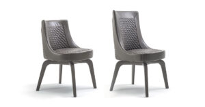 Perla chaise de Vittoria Frigerio, un modèle pivotant élégant et confortable au design italien raffiné. Disponible chez D-Style Interior.