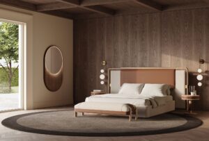 Brera Banc haut de gamme par Vittoria Frigerio, structure en frêne massif, assise en tissu ou cuir, finitions raffinées et options matelassées. Disponible chez D-Style Interior.