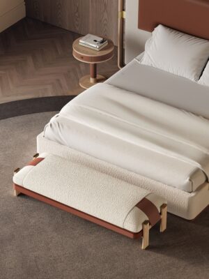 Brera Banc haut de gamme par Vittoria Frigerio, structure en frêne massif, assise en tissu ou cuir, finitions raffinées et options matelassées. Disponible chez D-Style Interior.