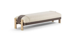 Brera Banc haut de gamme par Vittoria Frigerio, structure en frêne massif, assise en tissu ou cuir, finitions raffinées et options matelassées. Disponible chez D-Style Interior.