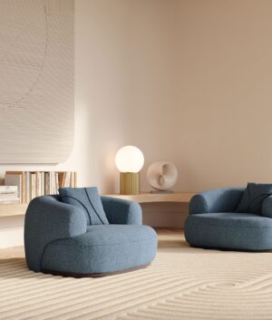 Monaco fauteuil de Vittoria Frigerio, un design italien contemporain aux lignes courbes et confort enveloppant. Disponible chez D-Style Interior.