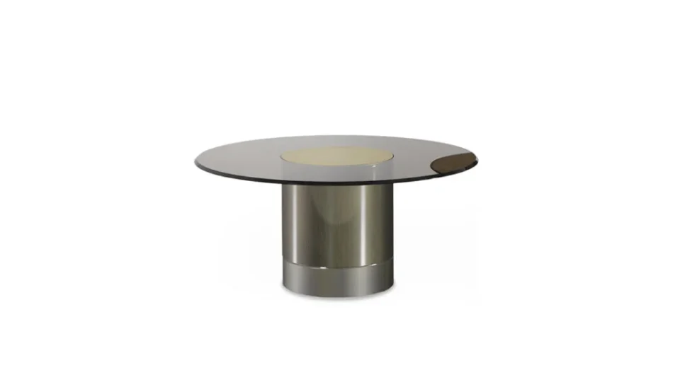 Tau 40 table d’appoint design haut de gamme en laiton et verre bronze par Reflex Angelo, symbole du savoir-faire italien. Disponible chez D-Style Interior.