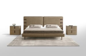 Gregory table de chevet de Gamma Arredamenti, un meuble en cuir avec détails en sangle, disponible en plusieurs finitions. Élégance italienne chez D-Style Interior.