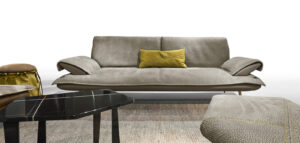 Escape canapé de Gamma Arredamenti, un canapé haut de gamme modulable en cuir au design contemporain et aux finitions artisanales. Disponible chez D-Style Interior.