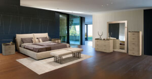 Baku buffet de Gamma Arredamenti, une pièce de design italien en cuir et métal au style raffiné. Élégance et qualité artisanale chez D-Style Interior.