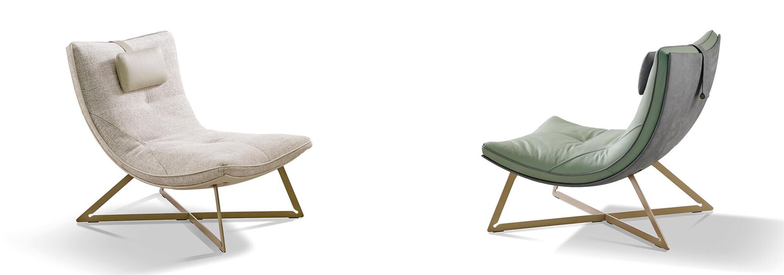 Scarlett chaise-longue design haut de gamme par Gamma Arredamenti avec coussin moelleux et pouf assorti, base croisée stable et entièrement personnalisable. Disponible chez D-Style Interior.