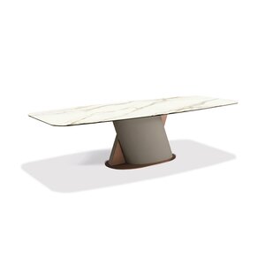 Venus Table à manger design en cuir avec plateau en marbre ou céramique, signée Gamma Arredamenti. Élégante, personnalisable et disponible chez D-Style Interior.