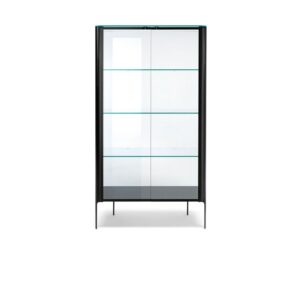 Vitrines Aura signée Patrick Jouin en verre cintré avec éclairage LED