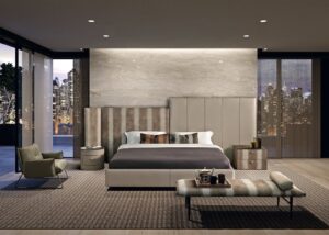 New York Banc de Gamma Arredamenti, un banc design en cuir au style raffiné, parfait pour les intérieurs contemporains. Disponible chez D-Style Interior.