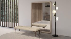 Yoko Miroir design haut de gamme au style minimaliste et raffiné, signé Gamma Arredamenti. Disponible chez D-Style Interior.