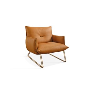 MARGOT fauteuil de Gamma Arredamenti, design moderne en cuir avec base tubulaire et détail décoratif raffiné. Disponible chez D-Style Interior.