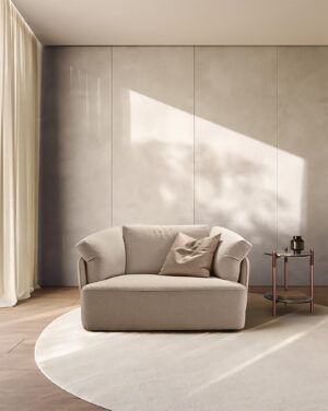 Veronica XXL fauteuil pivotant en cuir, confortable pour deux personnes, avec ceintures latérales élégantes. Disponible chez D-Style Interior.