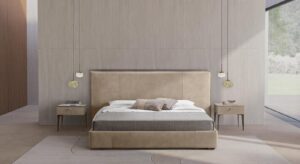 Découvrez le lit Batik Night de Gamma Arredamenti, un modèle en cuir pleine fleur au design moderne et raffiné. Disponible chez D-Style Interior.