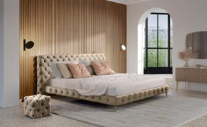 Nebula Buffet de Gamma Arredamenti, meuble design en cuir haut de gamme avec plateau personnalisable et piètement adaptable. Disponible chez D-Style Interior.