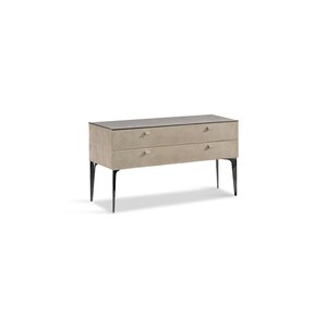 Nebula Buffet de Gamma Arredamenti, meuble design en cuir haut de gamme avec plateau personnalisable et piètement adaptable. Disponible chez D-Style Interior.