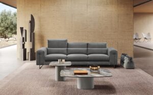 Newport canapé design haut de gamme par Gamma Arredamenti, au confort réglable avec dossier à double piston hydraulique et finitions raffinées. Disponible chez D-Style Interior.