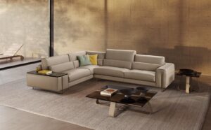 Newport canapé design haut de gamme par Gamma Arredamenti, au confort réglable avec dossier à double piston hydraulique et finitions raffinées. Disponible chez D-Style Interior.