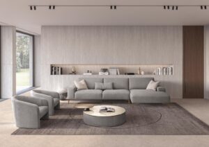 Twiga canapé design haut de gamme par Gamma Arredamenti avec surpiqûres parallèles et design contemporain. Disponible chez D-Style Interior.