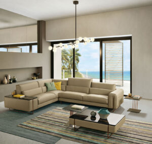 Newport table basse design de Gamma Arredamenti associe élégance, cuir raffiné et finitions personnalisables. disponible chez D-Style Interior.