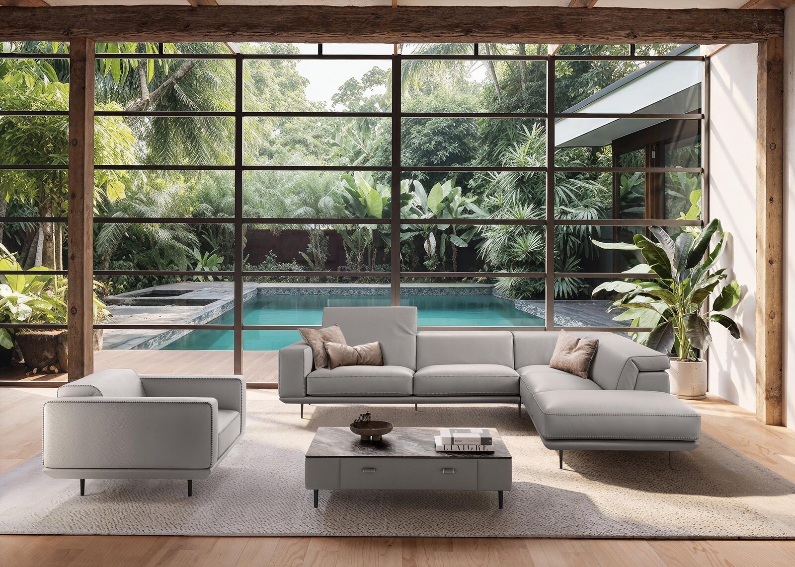 Shanghai table basse de Gamma Arredamenti allie design italien, cuir de luxe et rangement fonctionnel. Élégante et personnalisable, disponible chez D-Style Interior.