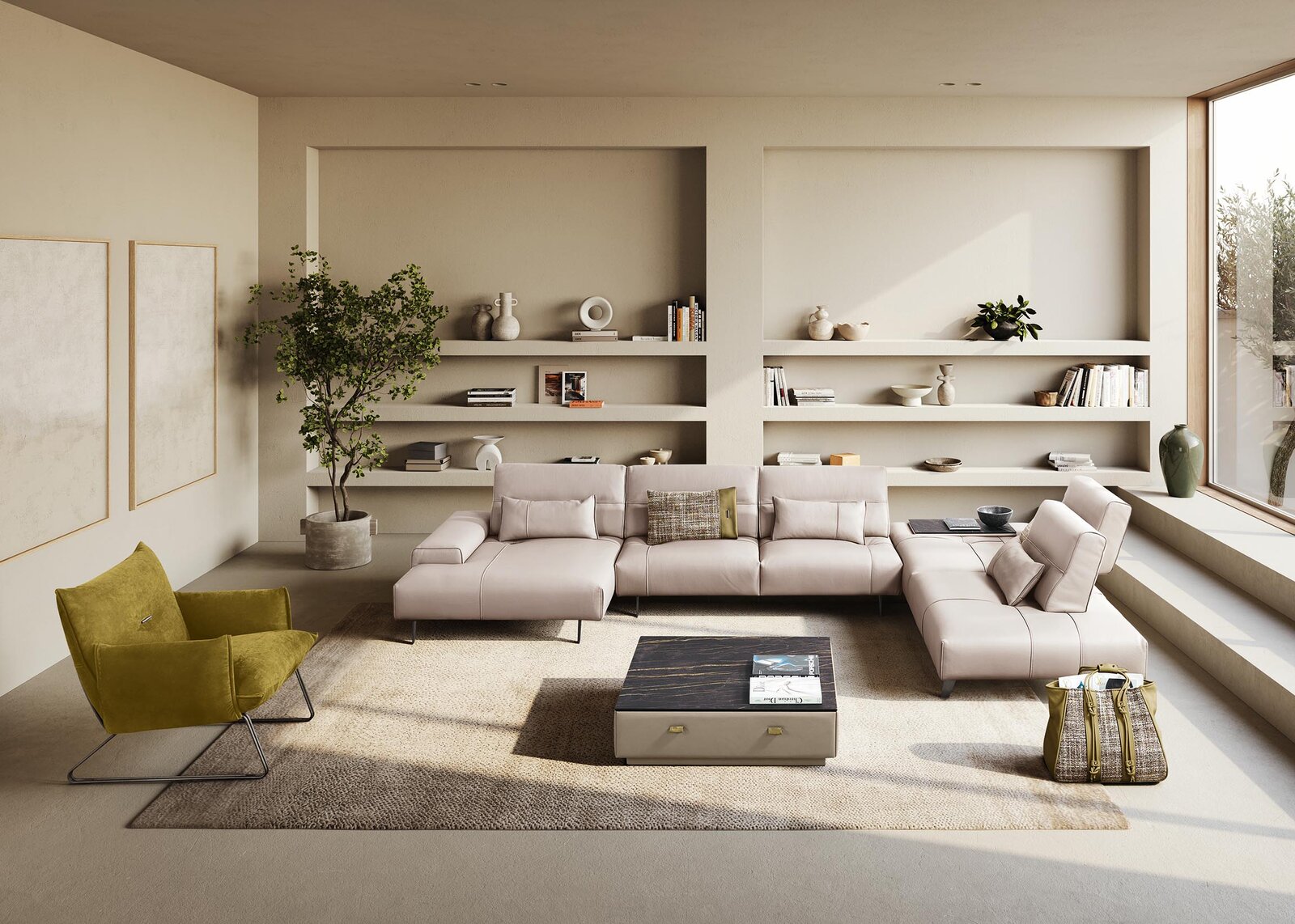 Shanghai table basse de Gamma Arredamenti allie design italien, cuir de luxe et rangement fonctionnel. Élégante et personnalisable, disponible chez D-Style Interior.