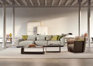 Zen table basse en cuir et céramique signée Gamma Arredamenti. Design raffiné et finitions artisanales, disponible chez D-Style Interior.