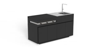 Cuisine d'extérieur Tikal 2 modules en magnesit noir RAL 9004 avec modules barbecue et évier