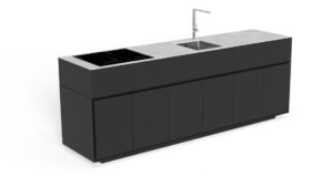 Cuisine d'extérieur Tikal 3 modules Talenti noir texturisé sur terrasse