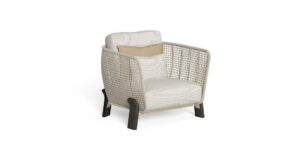 Fauteuil living Argo//Wood Talenti d'extérieur avec coussinerie sculpturale