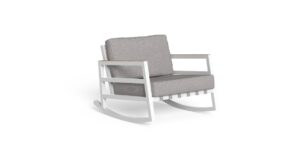 Fauteuil à bascule Alabama Alu Talenti en aluminium et teck avec coussins déhoussables pour extérieur