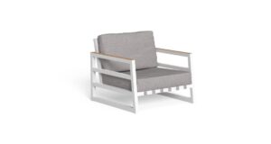 Fauteuil living Alabama Alu Talenti en aluminium avec accoudoirs en teck, pour extérieur