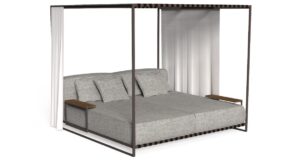 Lit de repos Casilda beige relax outdoor avec coussins Talenti
