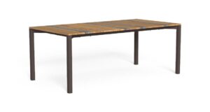 Table à manger Casilda 200 x 100 en acier inox et bois d’iroko