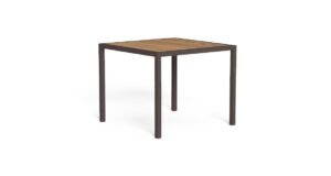 Table à manger carrée Casilda 90x90 Talenti avec plateau lattes en bois d'iroko